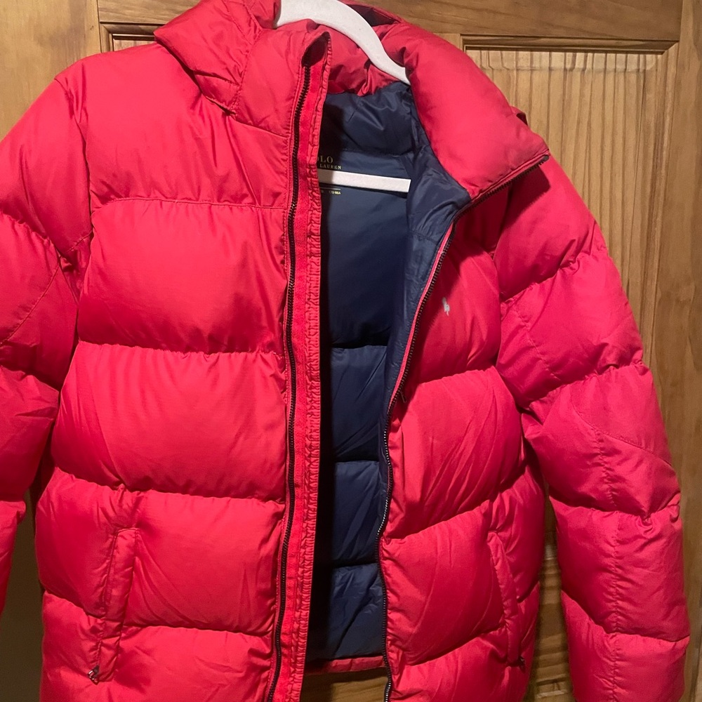 Vibrant Ralph Lauren polo Red Puffer Jacket youth 18/20 unisex Preloved